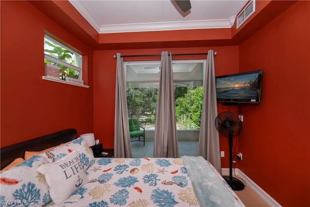 bedroom featuring ornamental molding