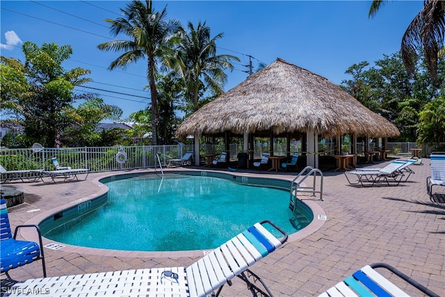 view of pool with a gazebo