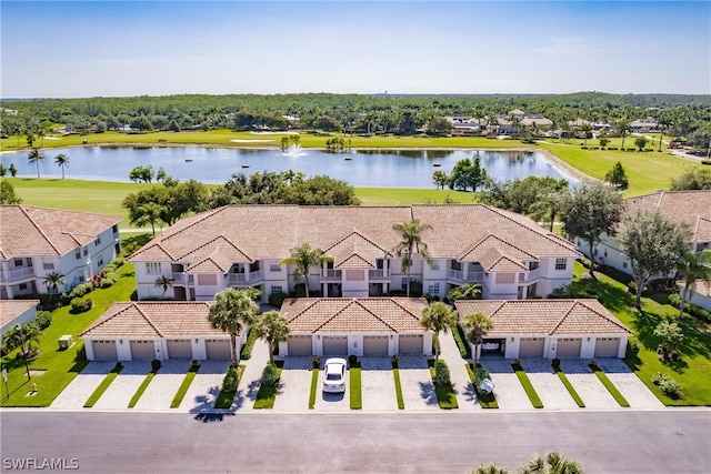 bird's eye view featuring a water view