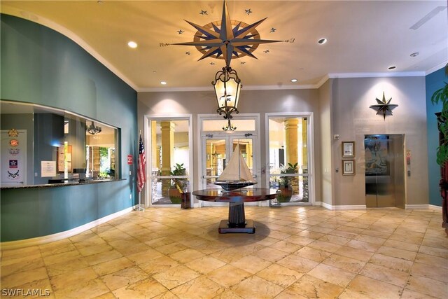 reception area with french doors