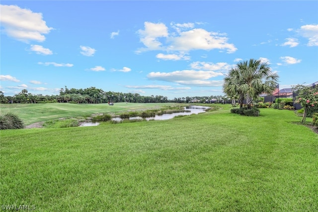 view of yard featuring a water view