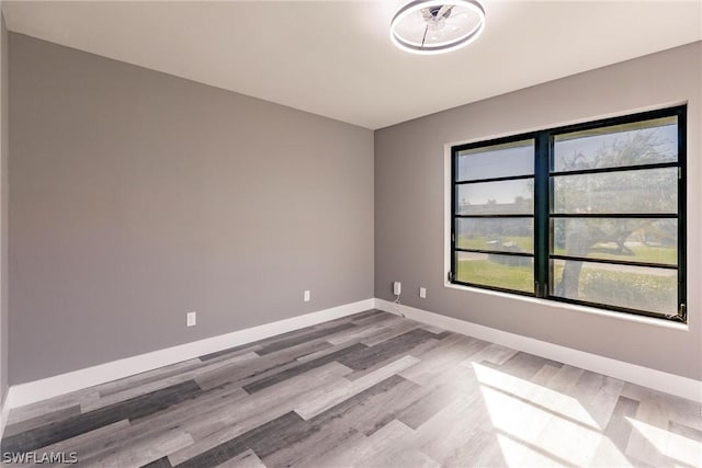 spare room featuring wood-type flooring