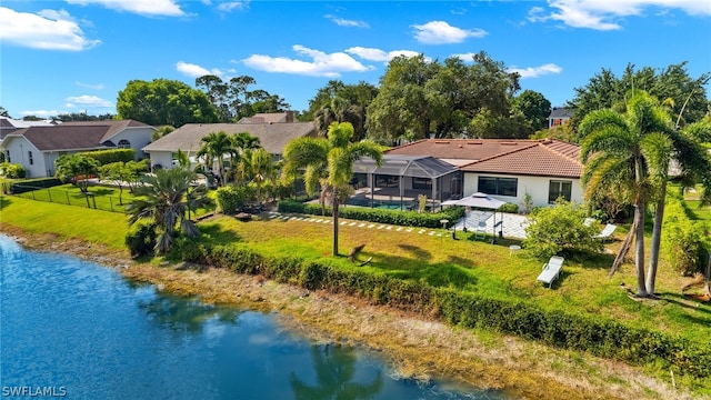 bird's eye view featuring a water view