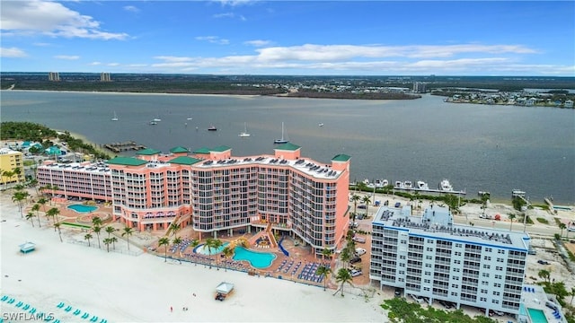 bird's eye view featuring a water view