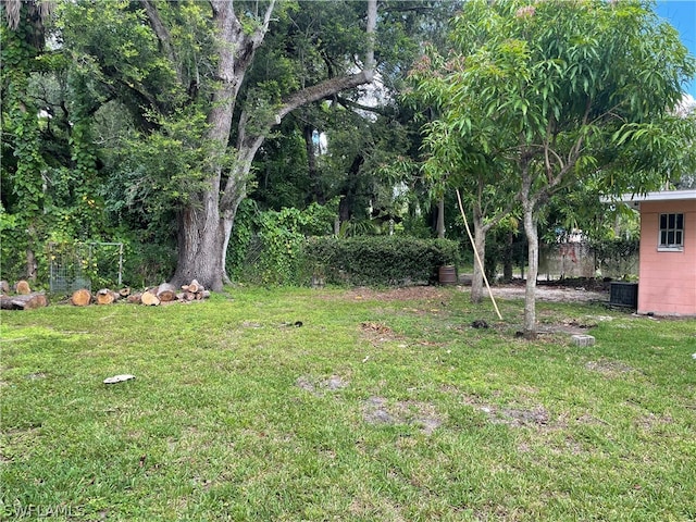 view of yard featuring central AC