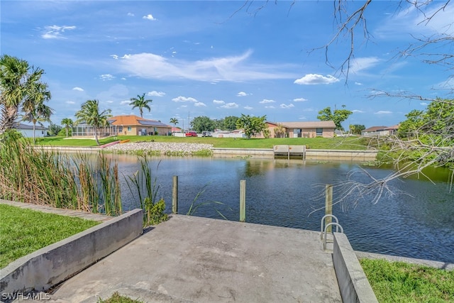 view of dock featuring a water view