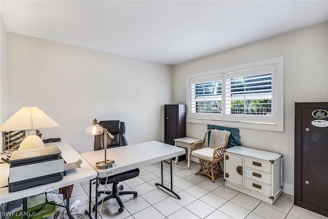 office space featuring light tile patterned flooring