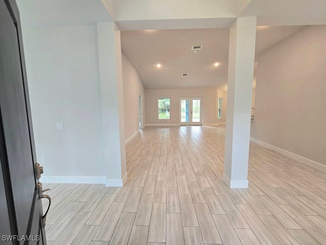 interior space with light hardwood / wood-style floors