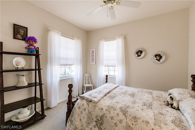 bedroom featuring carpet and ceiling fan