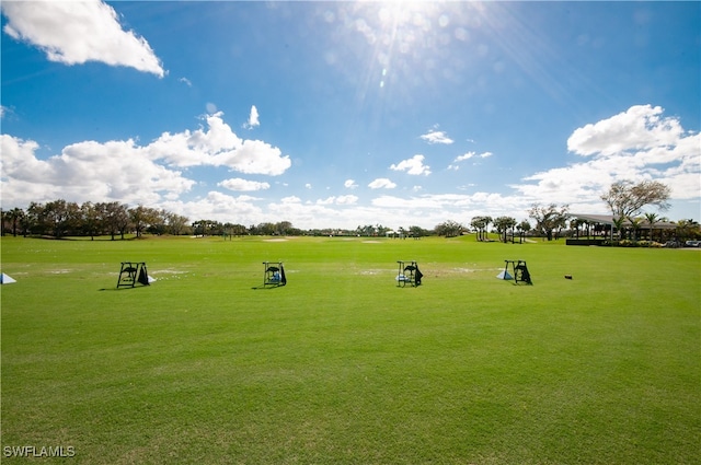 view of property's community featuring a yard