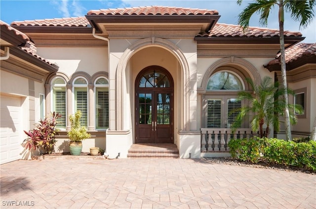 entrance to property with a garage