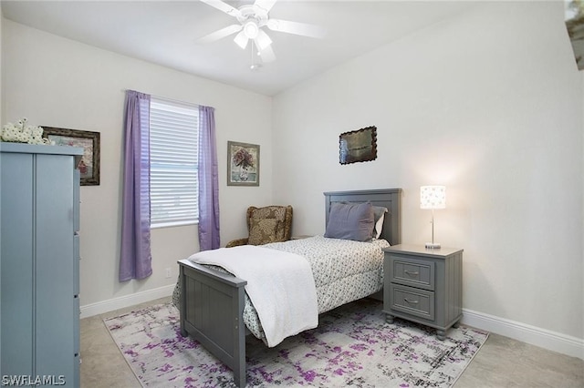 bedroom featuring ceiling fan