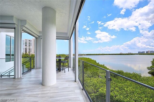 balcony with a water view