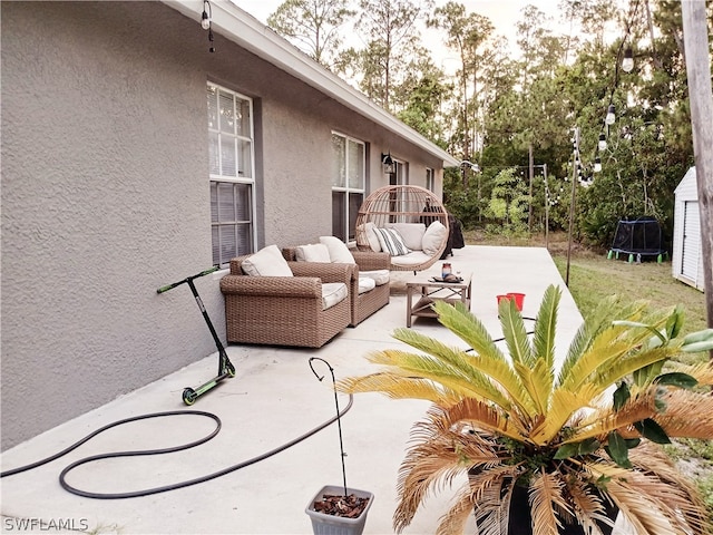 view of patio featuring an outdoor living space