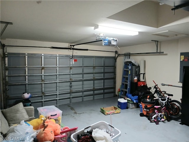 garage with a garage door opener