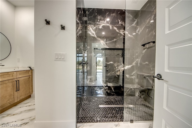 bathroom with tile patterned flooring and vanity