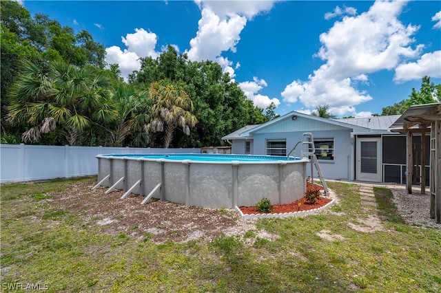 view of pool with fence and a fenced in pool