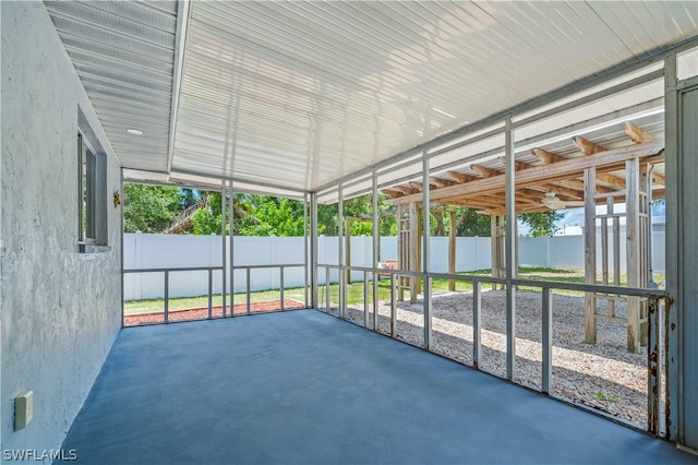 view of unfurnished sunroom