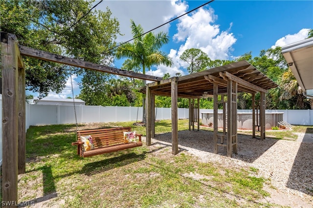 view of yard with a fenced backyard