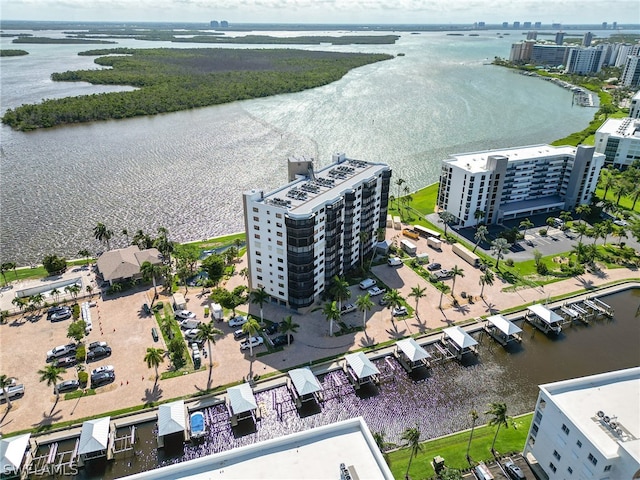 bird's eye view featuring a water view