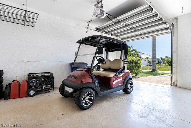 garage with a garage door opener