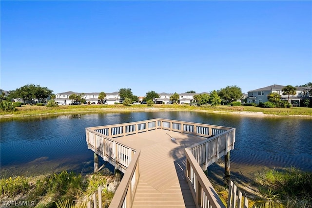 view of dock featuring a water view