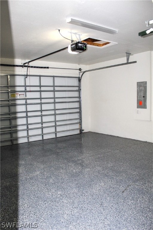 garage with a garage door opener