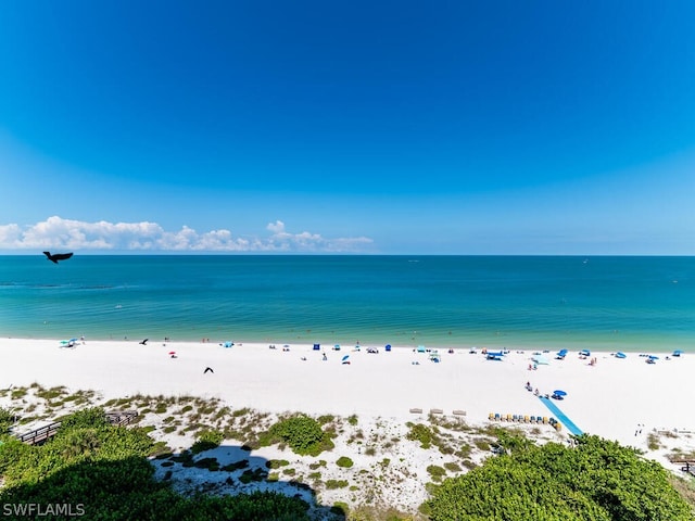 property view of water with a beach view