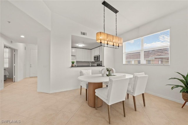 view of tiled dining area