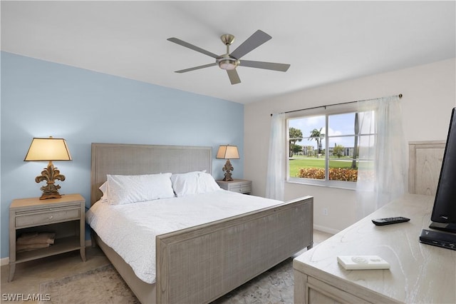 bedroom featuring ceiling fan