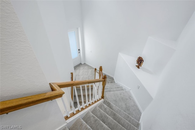 stairway with carpet flooring