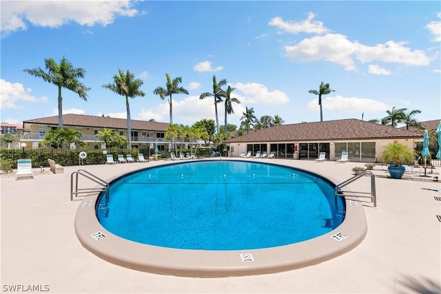 view of pool featuring a patio