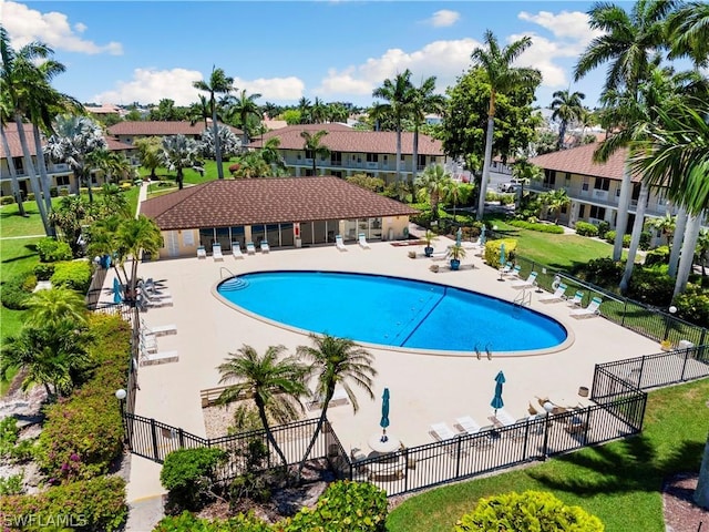 view of pool featuring a patio area