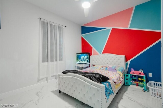 bedroom featuring ceiling fan