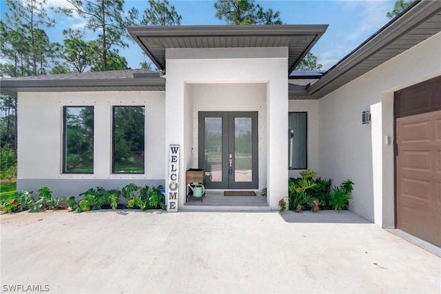 property entrance with french doors