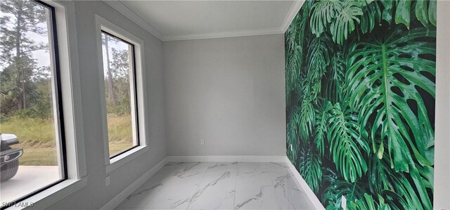 unfurnished room featuring ornamental molding