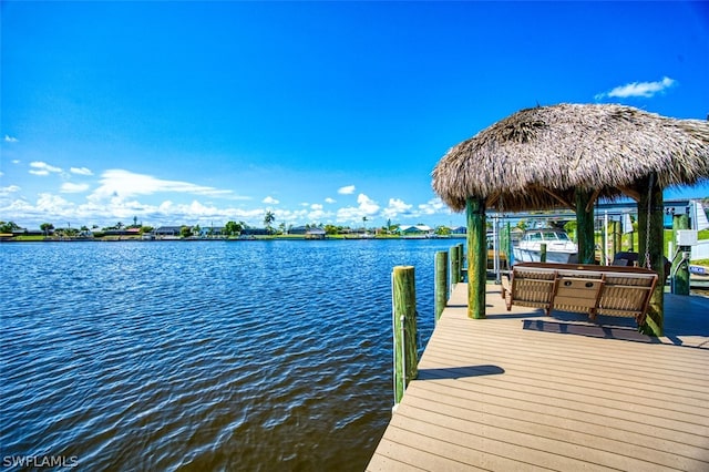 view of dock featuring a water view