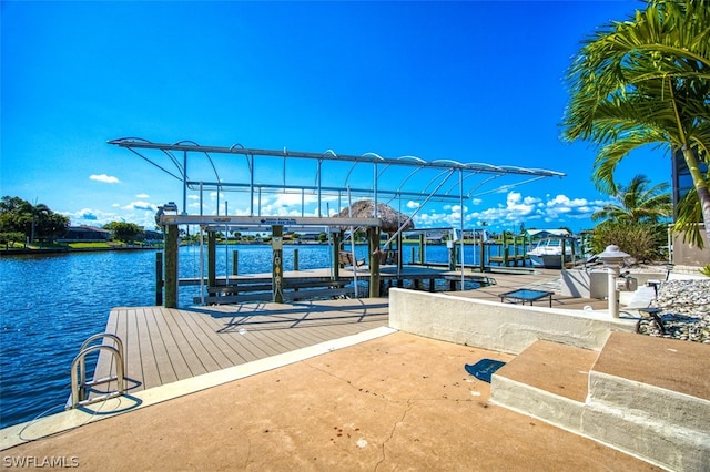 view of dock featuring a water view