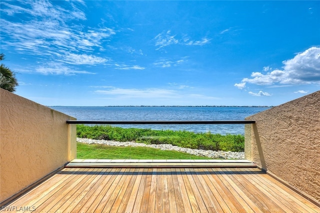 deck with a water view