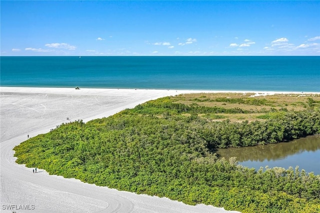 view of water feature with a view of the beach