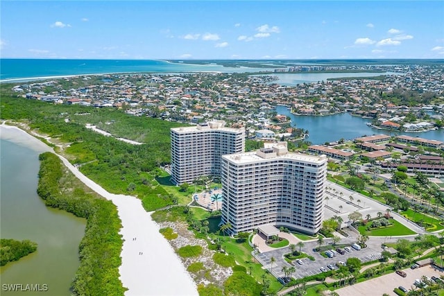 bird's eye view featuring a water view