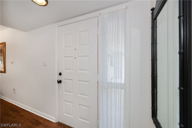 entrance foyer featuring dark hardwood / wood-style floors