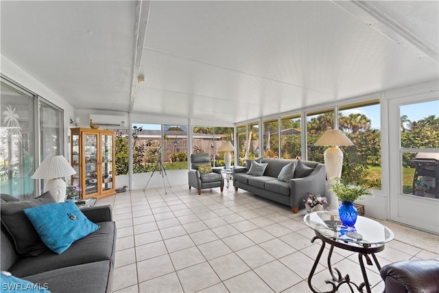 sunroom with a wall mounted AC