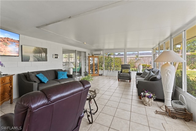 sunroom with a wall unit AC