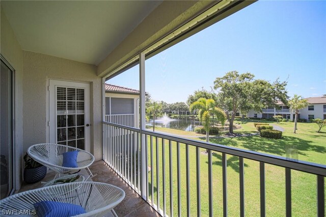 balcony with a water view