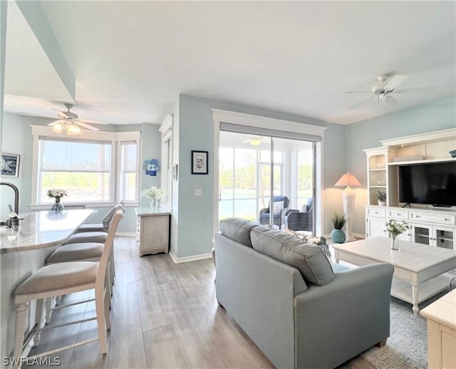 living room featuring light hardwood / wood-style flooring