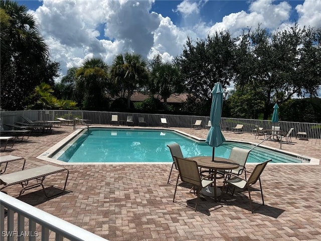 view of pool featuring a patio area