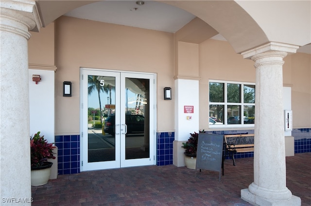 doorway to property featuring french doors and a patio area