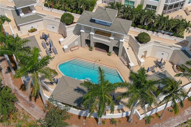 view of swimming pool featuring a patio