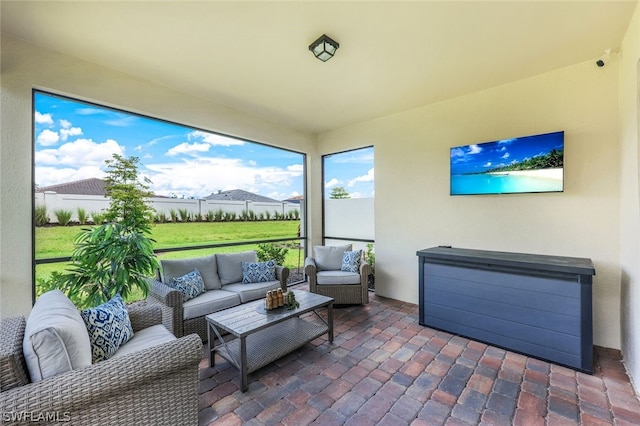 view of patio featuring an outdoor hangout area